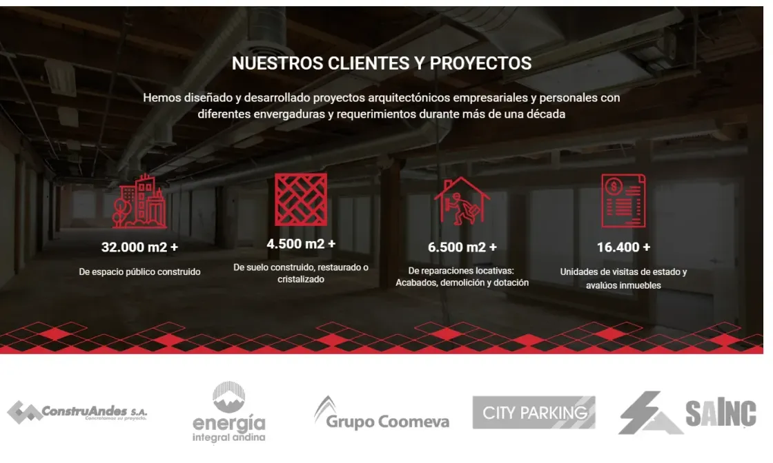 Arquitectos DCA — web corporativa, captura 3