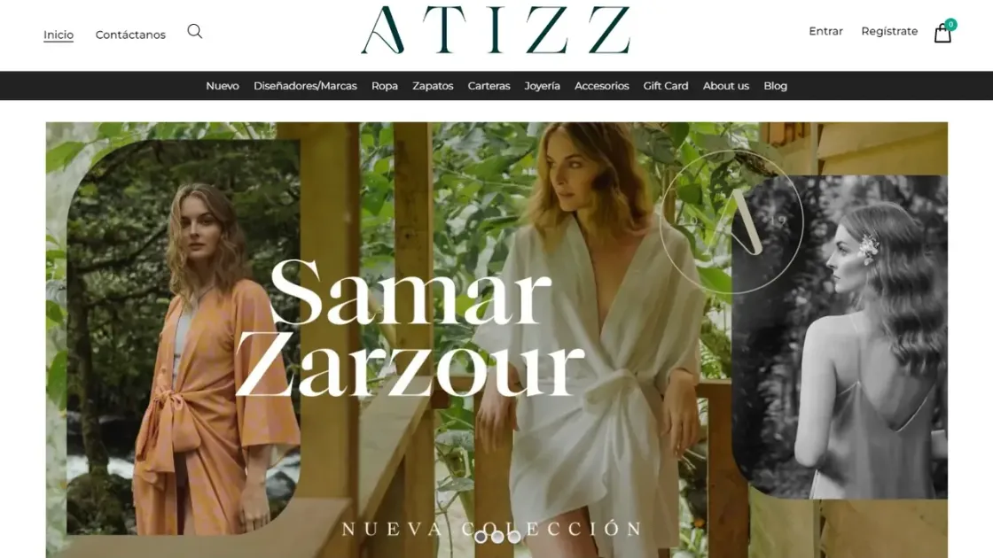 Portada de la tienda online Atizz, multimarca de diseñadores colombianos, montada en WooCommerce.