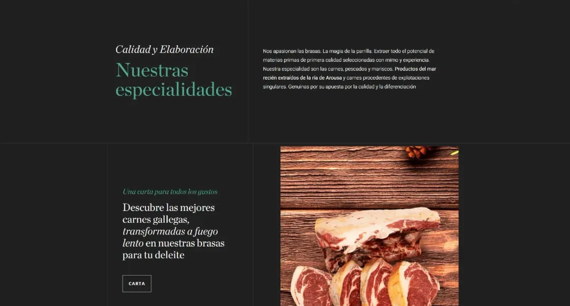 Churrasco Aria — web de restaurante, captura 2