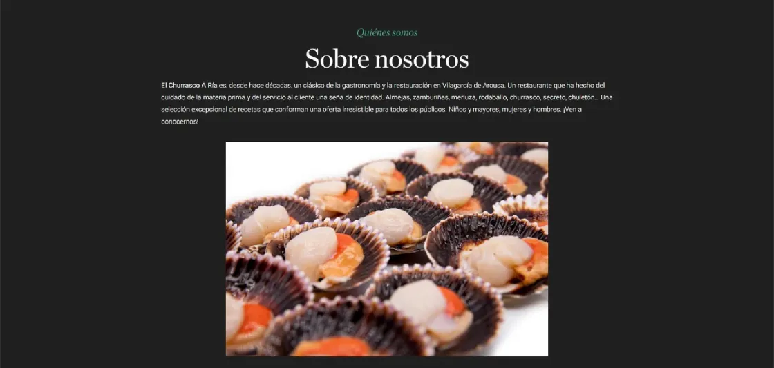 Churrasco Aria — web de restaurante, captura 4