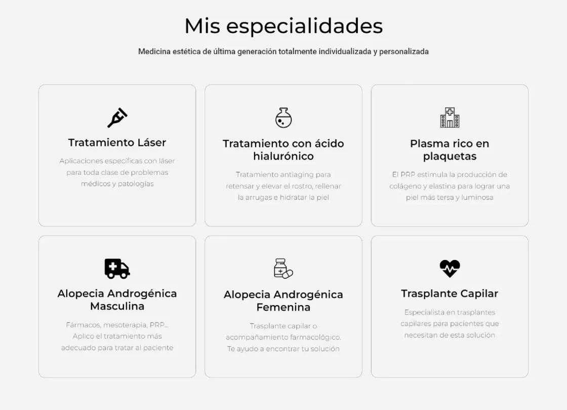 Dra. María Carrera — web de clínica, captura 3