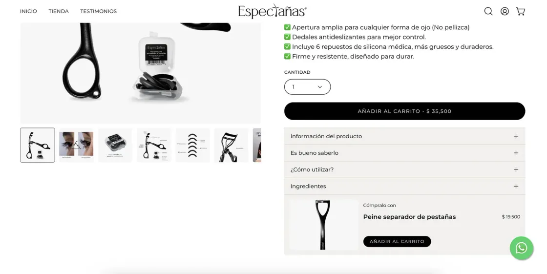 Espectañas — tienda online, captura 3