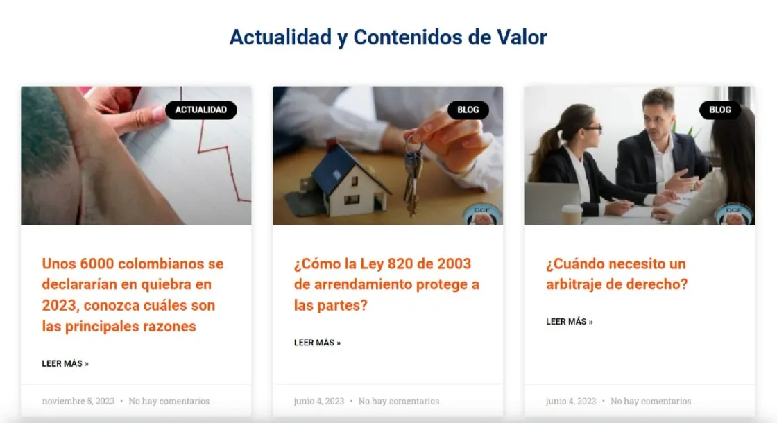 FUNDECOL — web corporativa, captura 2