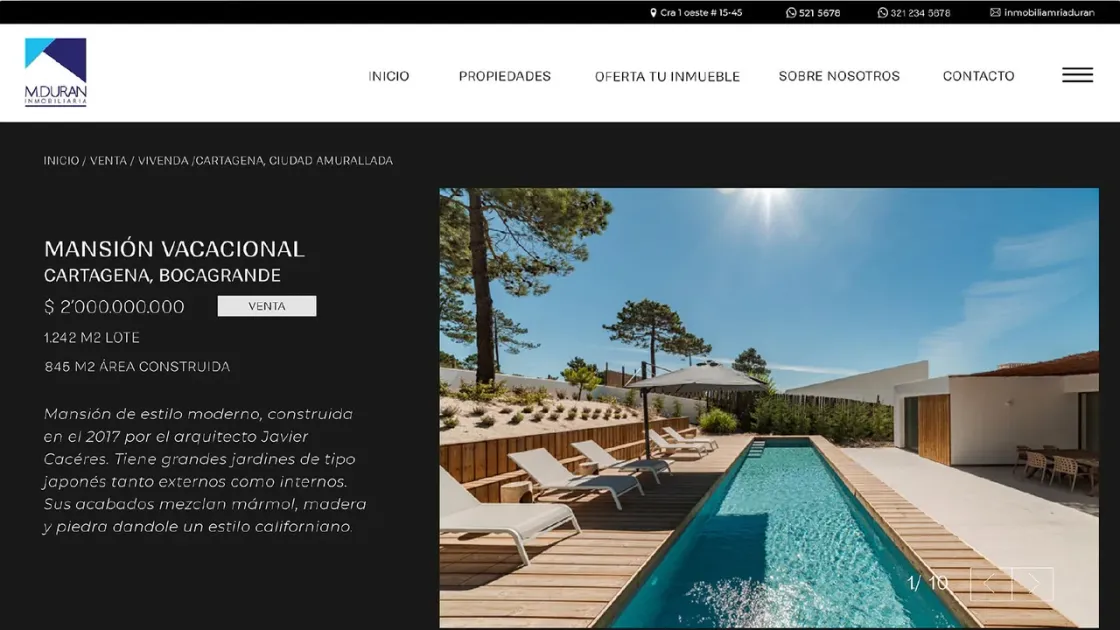 Inmobiliaria M. Durán — catálogo online, captura 2