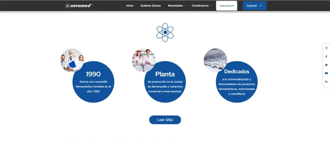 Novamed — web corporativa, captura 3