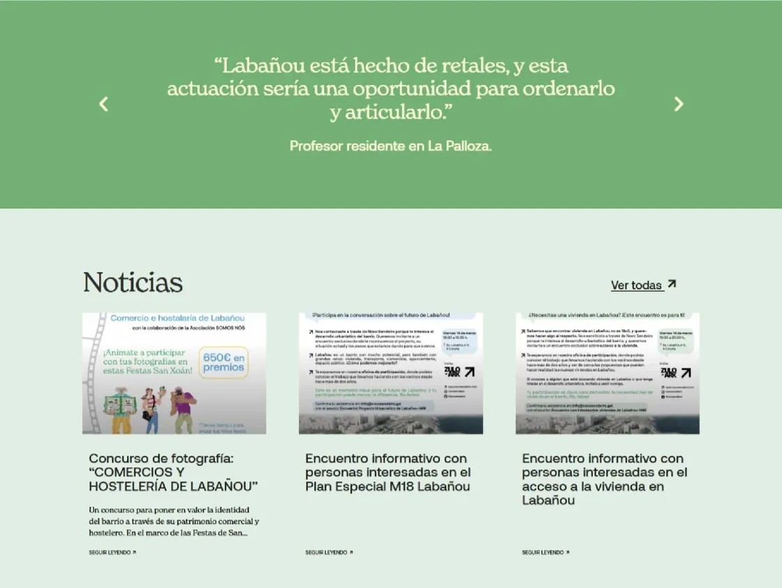 Novo Sendeiro — web informativa, captura 3