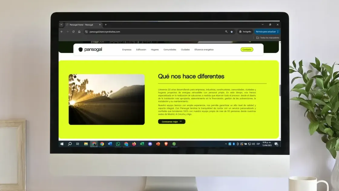 Pansogal — web corporativa, captura 3