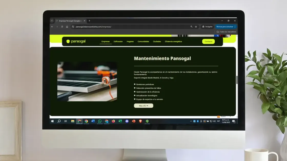 Pansogal — web corporativa, captura 4