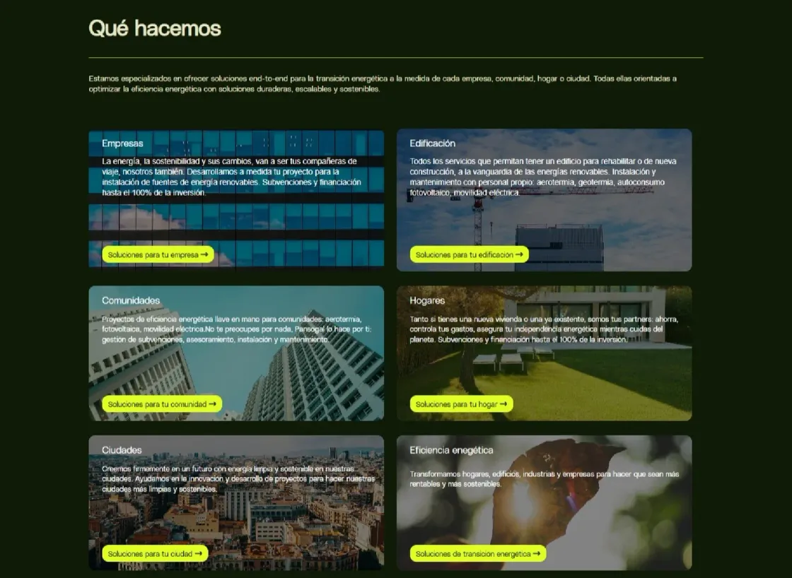 Pansogal — web corporativa, captura 7