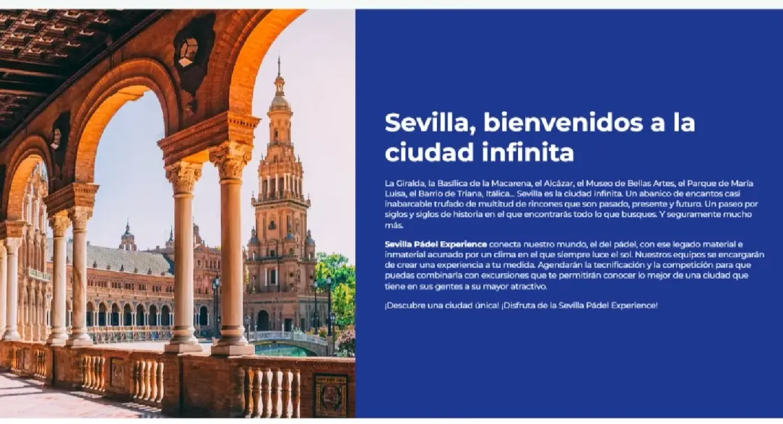 Sevilla Pádel Experience — web corporativa, captura 3