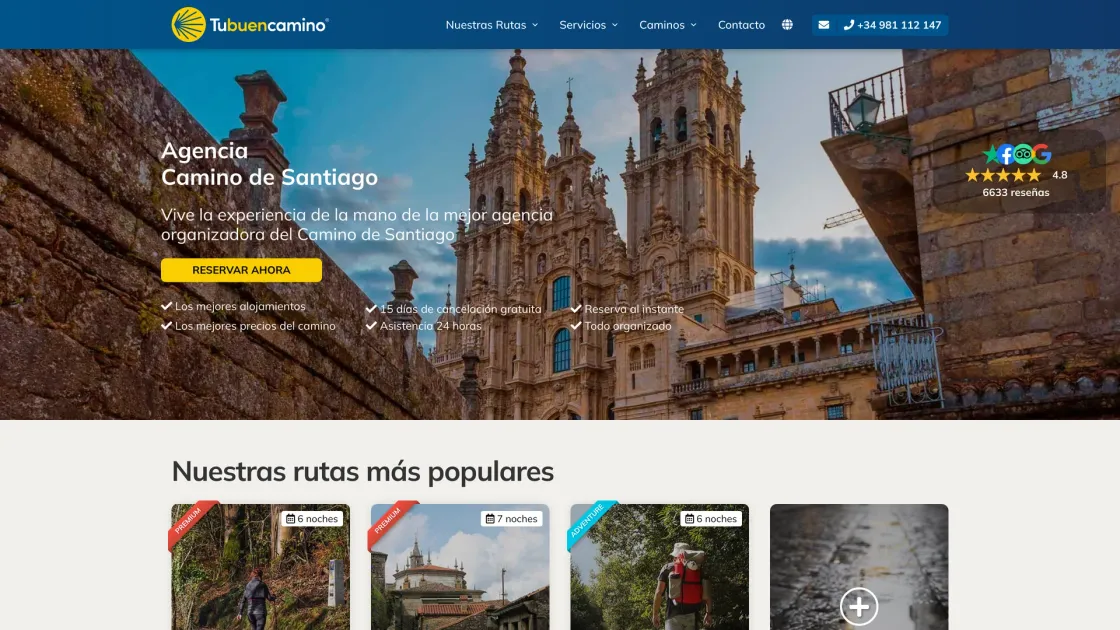 La portada: rutas, experiencias y reservas