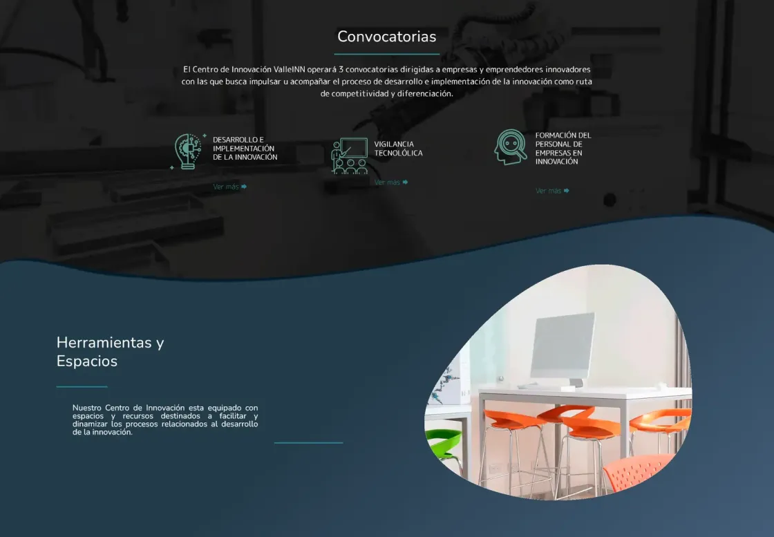 Centro de Innovación ValleINN — web informativa, captura 4